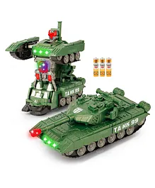 Fiddlerz Automatic Deformation Bump & Go Function Army Tank with Light & Music - (Color May Vary)