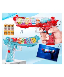 Fiddlerz Transparent Glow Gun Toy with Multi Musical Blaster - Multicolor (Battery Included)