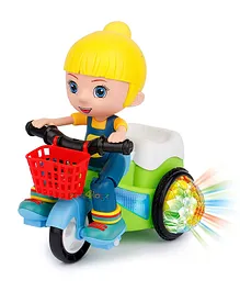 YAMAMA Musical & Dancing Stunt Bicycle Doll with Bump n Go Action & 4D Lights - Multicolour