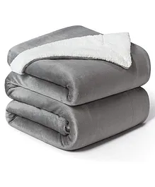 BSB Home Reversible Sherpa and Flannel Blanket - Grey
