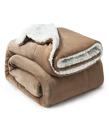 BSB Home Reversible Sherpa and Flannel Blanket - Brown