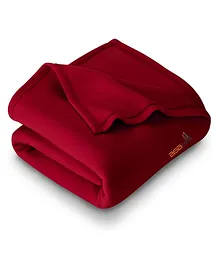 BSB Home Polo Plain All Season Polar Fleece Double Panipat Famous Warm Winter Blanket - Red
