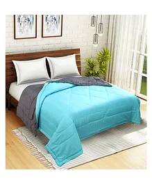 BSB Home 200 GSM Microfiber Reversible Quilted AC Comforter for King Size - Grey Aqua Blue