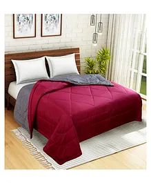BSB Home 200 GSM Microfiber Reversible Quilted AC Comforter for King Size -  Grey Maroon