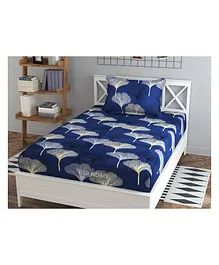 BSB Home Microfiber Single Bedsheet with Pillow Cover Floral Print - Blue