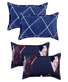 BSB HOME Cotton Pillow Cover Pack of 4 - Blue