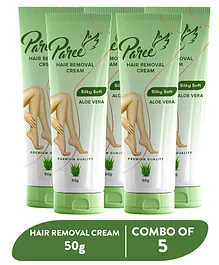 Paree Hair Removal Cream for Women - 250g (Pack of 5)  Silky Soft Smoothing Skin with Aloe Vera Extract  Suitable for Legs Arms & Underarms