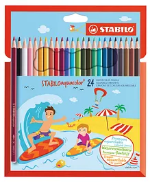STABILO Aquacolor Arty Wallet Colouring Pencils - 24 Assorted Colors
