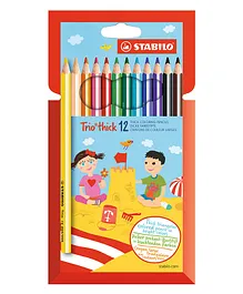 STABILO Trio Thick Colouring Pencil - Wallet of 12 Assorted Colours