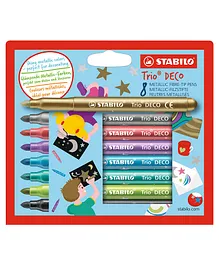 STABILO Trio Deco Metallic Felt Tip Pen Pack of 8 - Multicolour