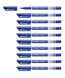 STABILO Sensor Fineliner M Wallet Pack of 10 - Blue