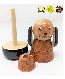 A&A Kreative Box Wooden Dog Shaped Stacking Toy Brown - 5 Pieces