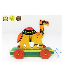 A&A Kreative Box Wooden Pull Along Indian Camel Toy - Multicolor