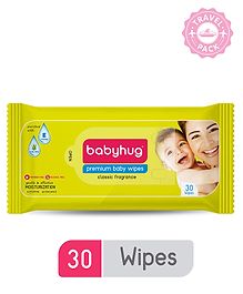 Babyhug Premium 98% Water Baby Wet Wipes with Moisturising Aloe Vera Travel Pack - 30 Pieces