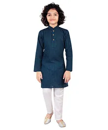 Nakshi By Yug Full Sleeves Striped Kurta Pajama - Blue White