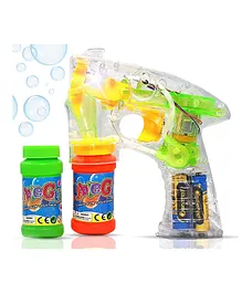 Toyshine Transparent Bubble Gun Toy With 2 Refills, LED Lights - Multicolour