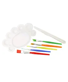 Asian Hobby Crafts Painting Brush with Palette Knife & Palette Set of 7 Pieces - Multicolour