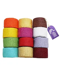 Asian Hobby Crafts Paper Mesh Ribbon Pack of 12 - Multicolour