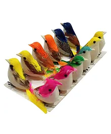 Asian Hobby Crafts Artificial Mini Birds - Pack of 12