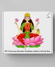 Little Canvas DIY Colouring Wooden Lakshmi Activity Box 18 Pieces - Multicolor