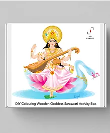 Little Canvas DIY Colouring Wooden Saraswati Activity Box 17 Pieces - Multicolor