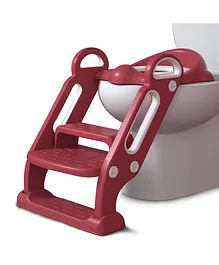 Infantso Potty Training Cushioned Seat With Steps & Easy Grip Handle - Red