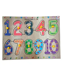 PROSPO Wooden Number Knob Puzzle Multicolor - 10 Pieces