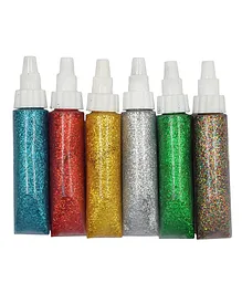 Asian Hobby Crafts Glitter Sparkle Glue Tubes Pack Of 6 - Multicolor