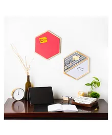 IVEI Hexagon Whiteboard, Metal board and Pinboard Set of 2 - Pink