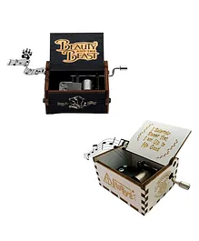 Caaju Beauty and The Beast & Harry Potter Wooden Handcrafted Music Box Pack Of 2 - Multicolour