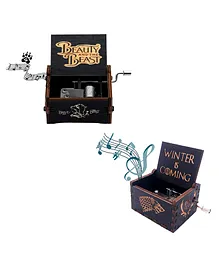 Caaju Beauty and The Beast & Game Of Throne Wooden Handcrafted Music Box Pack Of 2 - Multicolour