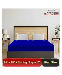 Mattress Protector Water Proof Breathable Stretchable Fitted 84 x 78 Inch for Double Bed King Size with Elastic Strap Water Resistant Ultra Soft Hypoallergenic Bed Cover Royal Blue