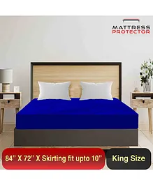 Mattress Protector Waterproof Mattress Cover Mattress Cover King Size Bed Protector 72 x 84 Inchs Skirting upto 14 Inch - Royal Blue