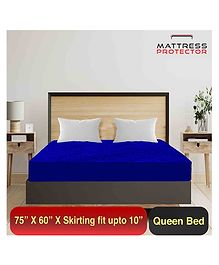 Mattress Protector Waterproof Mattress Cover Queen Size Skirting upto 10 Inch - Royal Blue