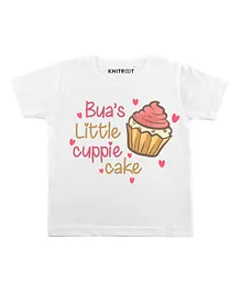 KNITROOT Half Sleeves Bua's Cuppie Cake Printed Tee - White