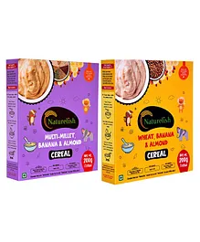 Naturelish Multi Millet & Wheat Plus Banana & Almonds Cereal Pack of 2 - 200 gm each