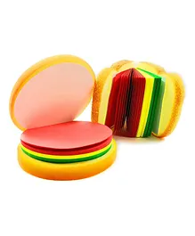 Crackled Burger and Sandwich Shaped Sticky Note Pad Pack of 2 - Multicolor