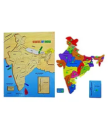 Crackles Wooden Indian Map Pegged Puzzle Multicolor - 22 Pieces