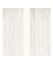 Crackles Metallic Fringe Curtains White Pack of 2 - Height 182 cm