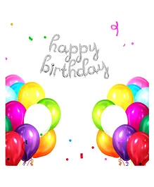 Crackles Cursive Happy Birthday Letter Foil Balloons Silver - Pack of 13