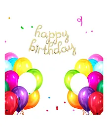 Crackles Cursive Letters Handwriting Design Script Happy Birthday Foil Balloon Gold - Pack of 13