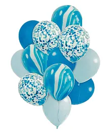 Crackles Blue Marble Balloon Set with Confetti Balloons - Pack of 12