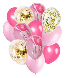 Crackles Pink Marble with Confetti Balloons Set Party Balloons Pink - Pack of 12