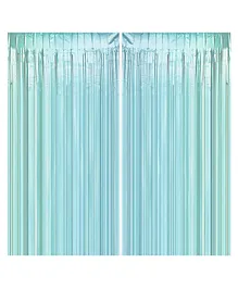 Crackles Metallic Fringe Curtains Blue Pack of 2 - Height 182 cm
