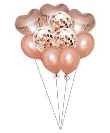 Crackles Metallic Foil and Confetti Balloons Combo Rose Gold - Pack of 10