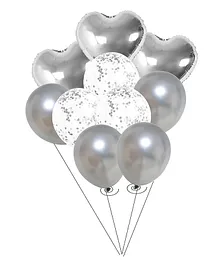 Crackles Metallic Foil and Confetti Balloons Combo Silver - Pack of 10