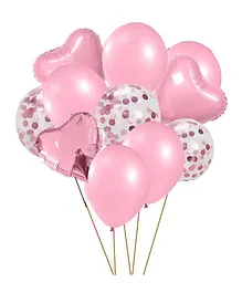 Crackles Metallic Foil and Confetti Balloons Combo Pink - Pack of 10