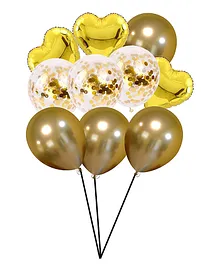 Crackles Metallic Foil and Confetti Balloons Combo Gold - Pack of 10