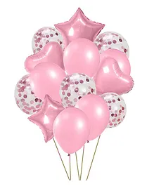 Crackles Metallic Foil and Confetti Balloons Combo Pink - Pack of 14