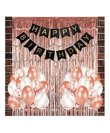Crackles Happy Birthday Balloons Decoration Kit Rose Gold - Pack of 23
